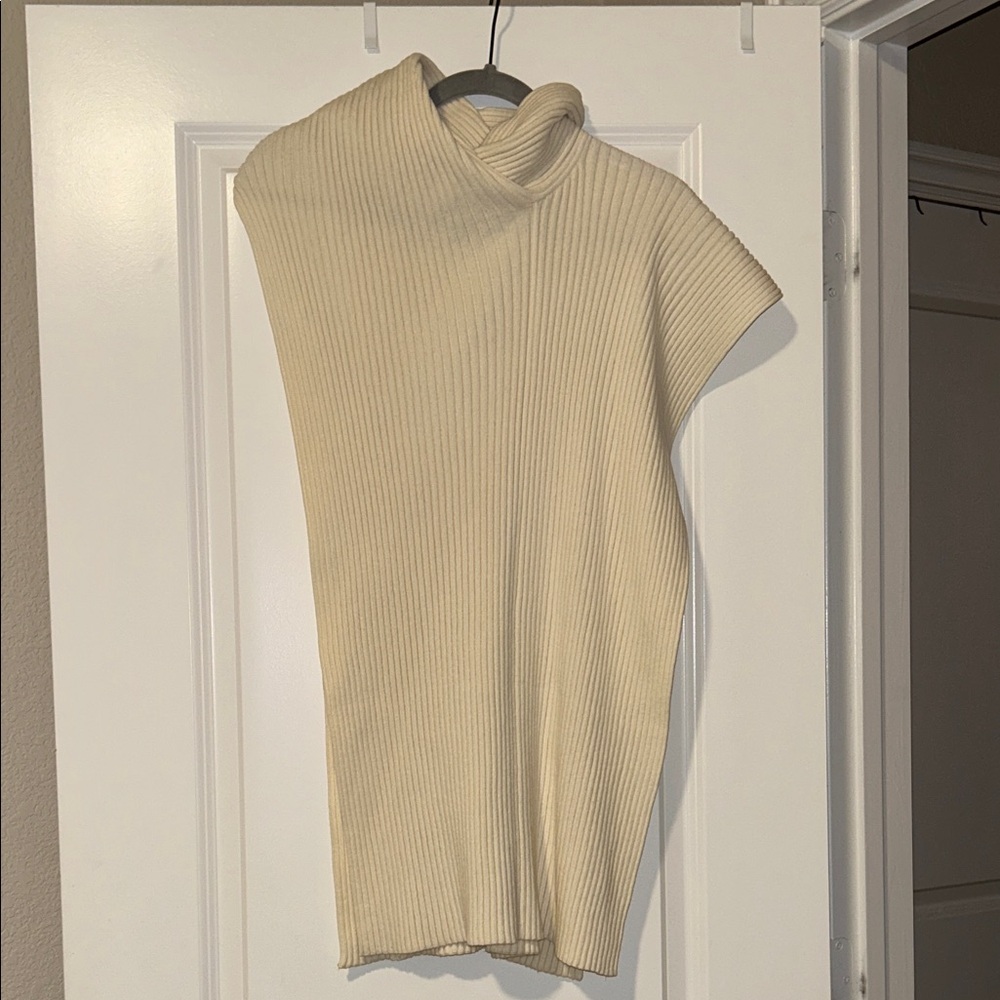 COS Cream Ribbed Women's Poncho Shawl OS